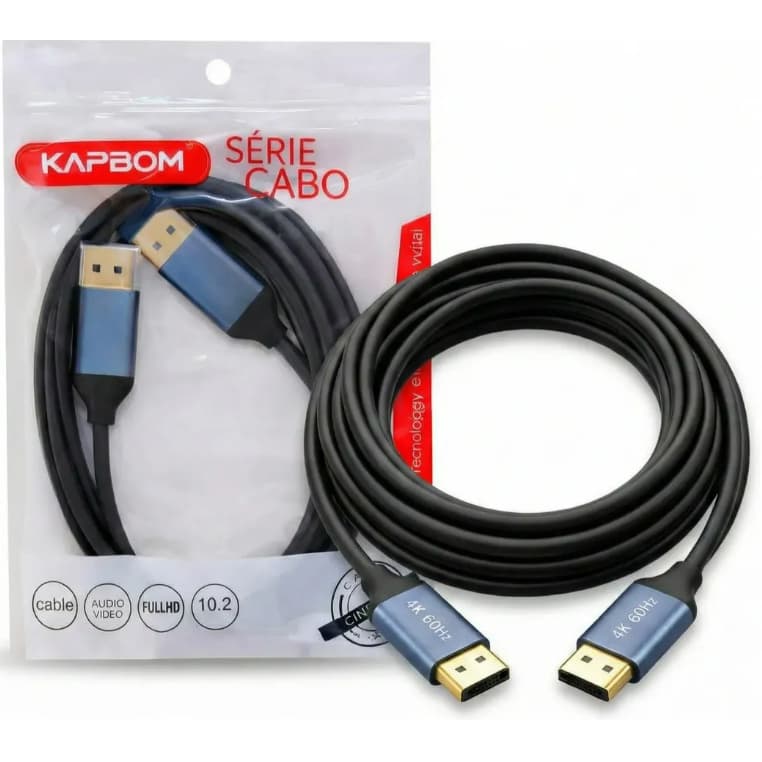 Cabo Displayport 1.5 Metros Blindado 4K Full Hd 1080p Kapbom KA-DP-1.5M