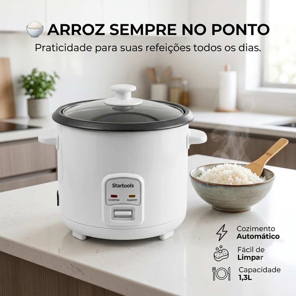 Panela Eletrica Arroz Capacidade 13 Litros Design Compacto Facil Manuseio Cozinha 220v Branca