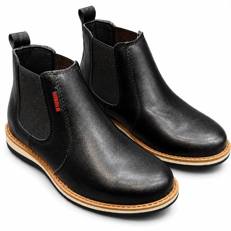 Botina Chelsea Masculina Casual Bota Couro Camurça Confortável Solado Resistente Elástico Country