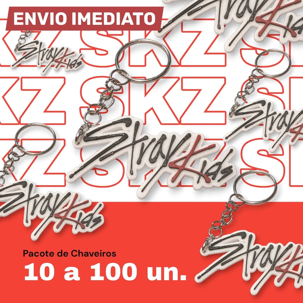 Pacote Chaveiros Stray Kids SKZ Logo K-Pop 10 a 100 Unidades Revenda Straykids