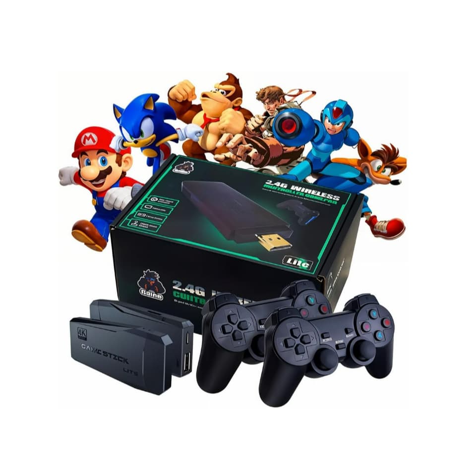 Game Stick Lite 2.4G - Console com 2 Controles Sem Fio, HDMI, 10.000 Jogos Retrô