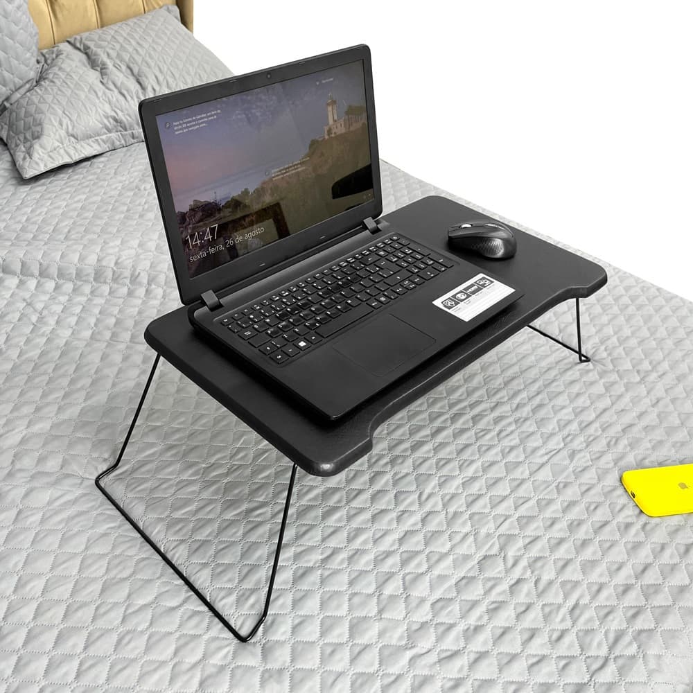 Suporte Notebook Multiuso Pés Dobrável para Cama Sofá Estudo Refeição -Preto
