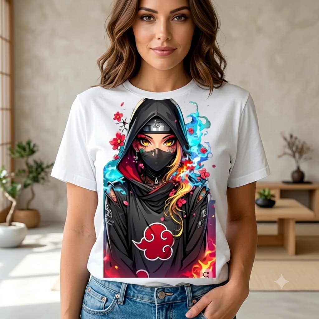 Camiseta Feminina Personalizada Naruto Ninja Anime Camisa 100% Algodão
