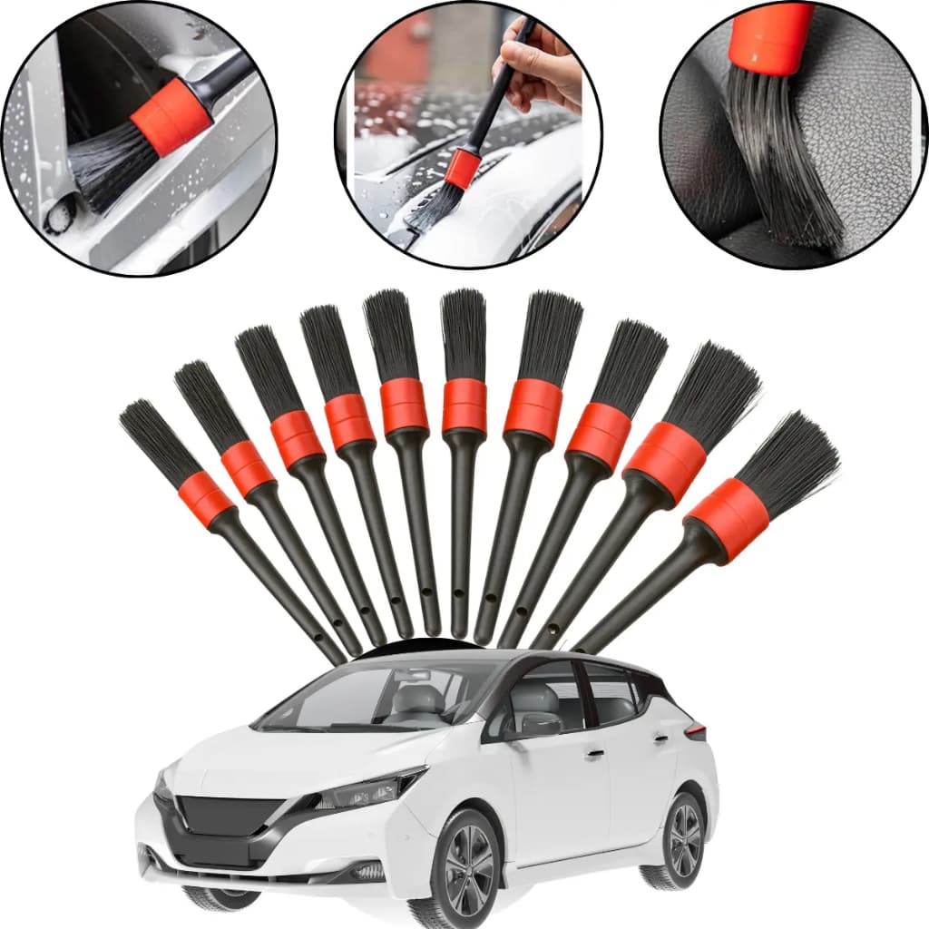 Kit 5/10/15 Peças Pincel de Limpeza Detalhamento Lavagem Automotiva Interno Externo Roda Couro Motor