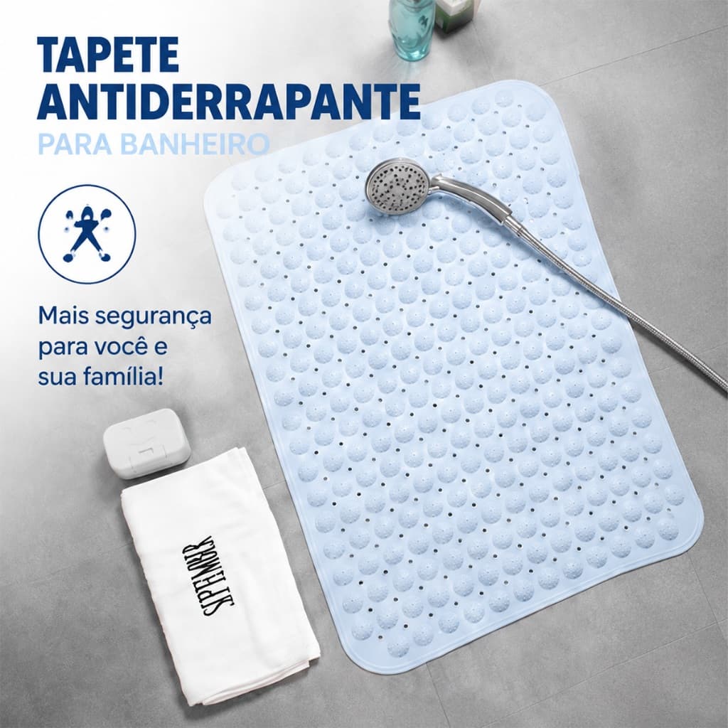 Tapete de banheiro, tapete de massagem para pés de banheiro, ventosa, antiderrapante e drenagem rápida-36x70cm