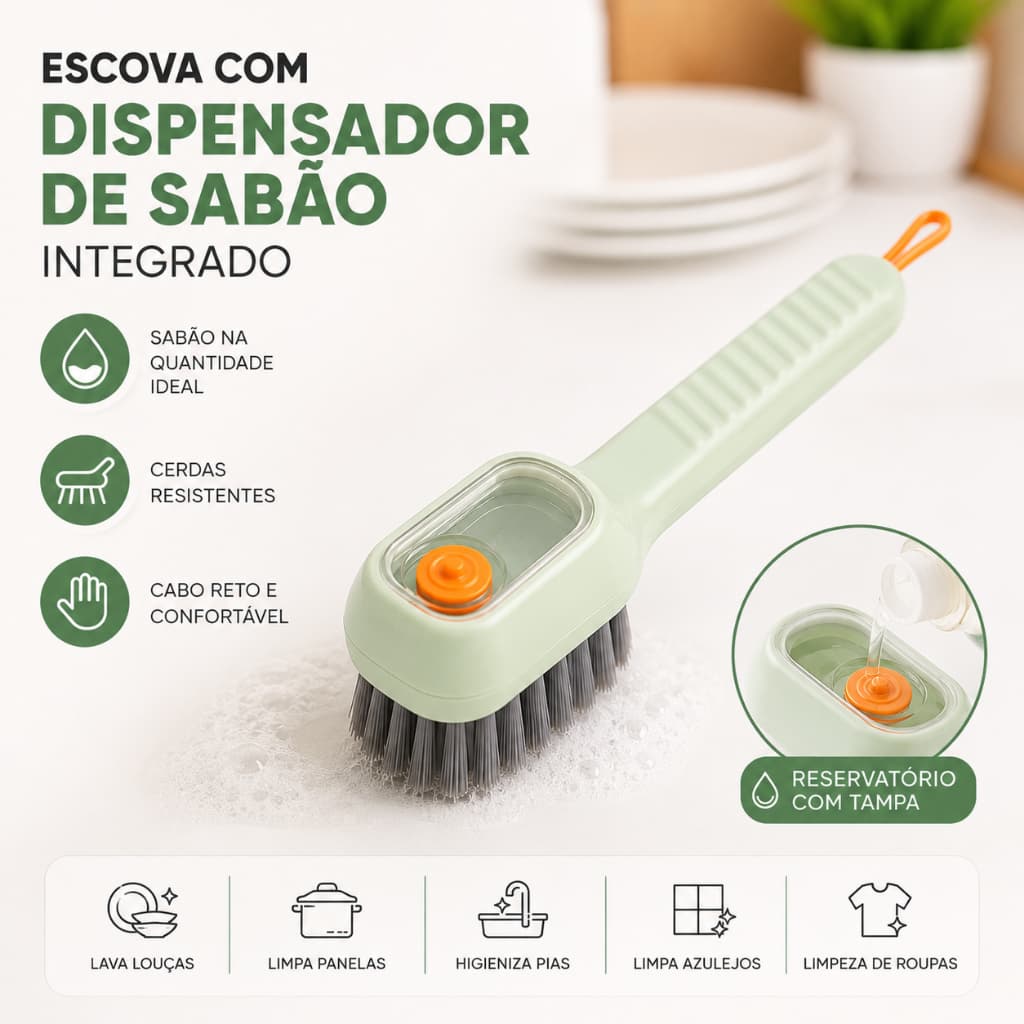 Escova Com Dispensador De Sabão Integrado Escova Lava Louça Com Dispenser De Detergente