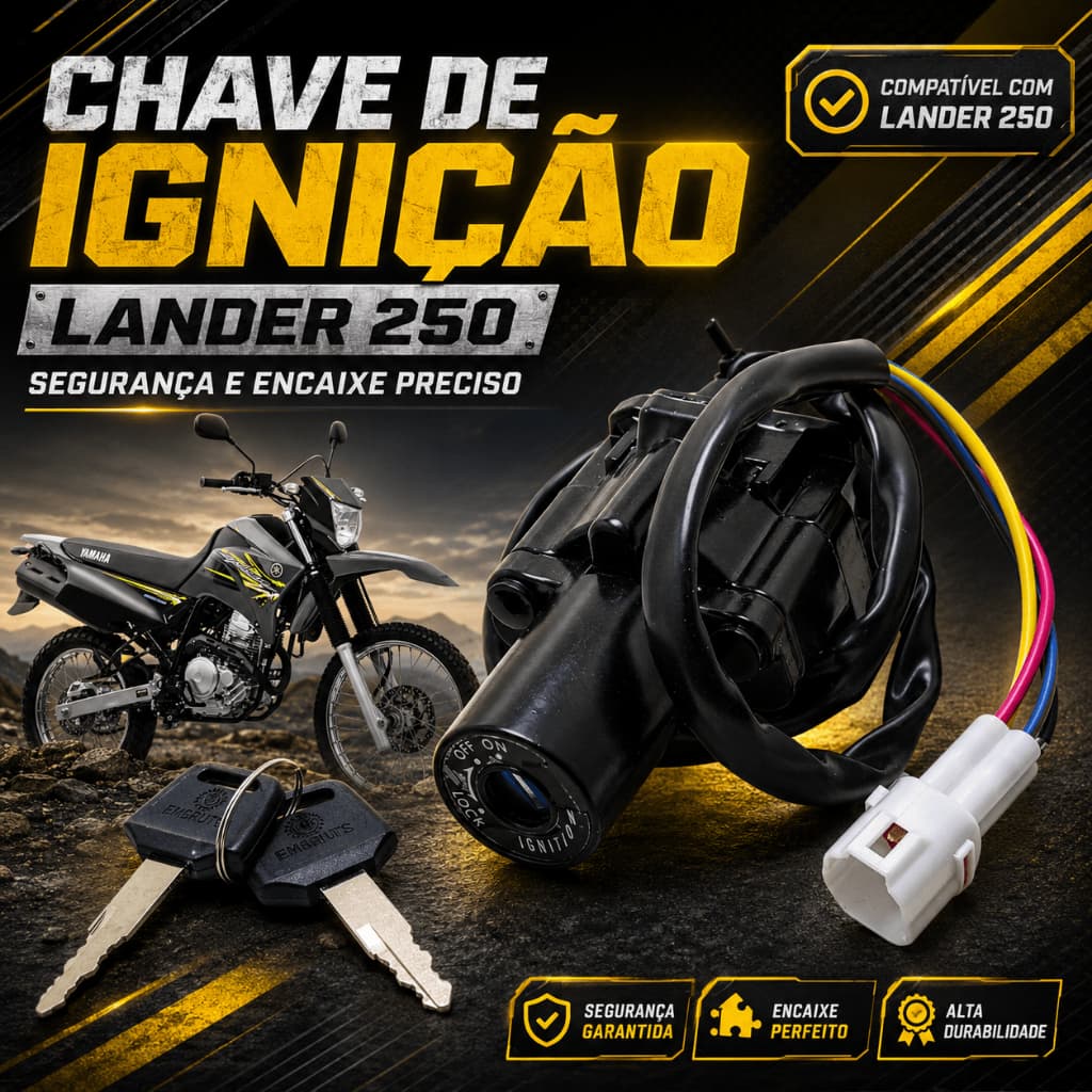 Chave De Ignição Xtz 250 Lander Ano 2005 2006 2007 2008 2009 2010 2011 2012 2013 2014 2015 2016