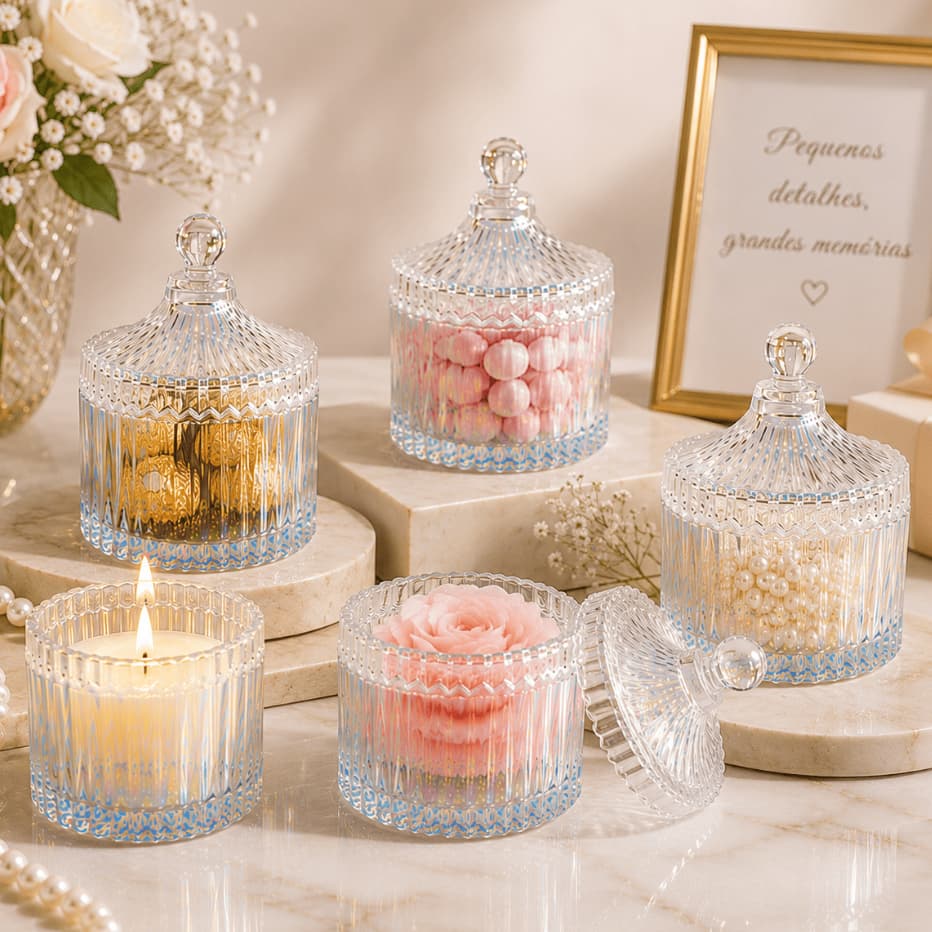 Kit Mini Bomboniere Potiche De Vidro Rainbow Furta Cor Festa Doces Decoração Lembrancinha Presente Aniversario