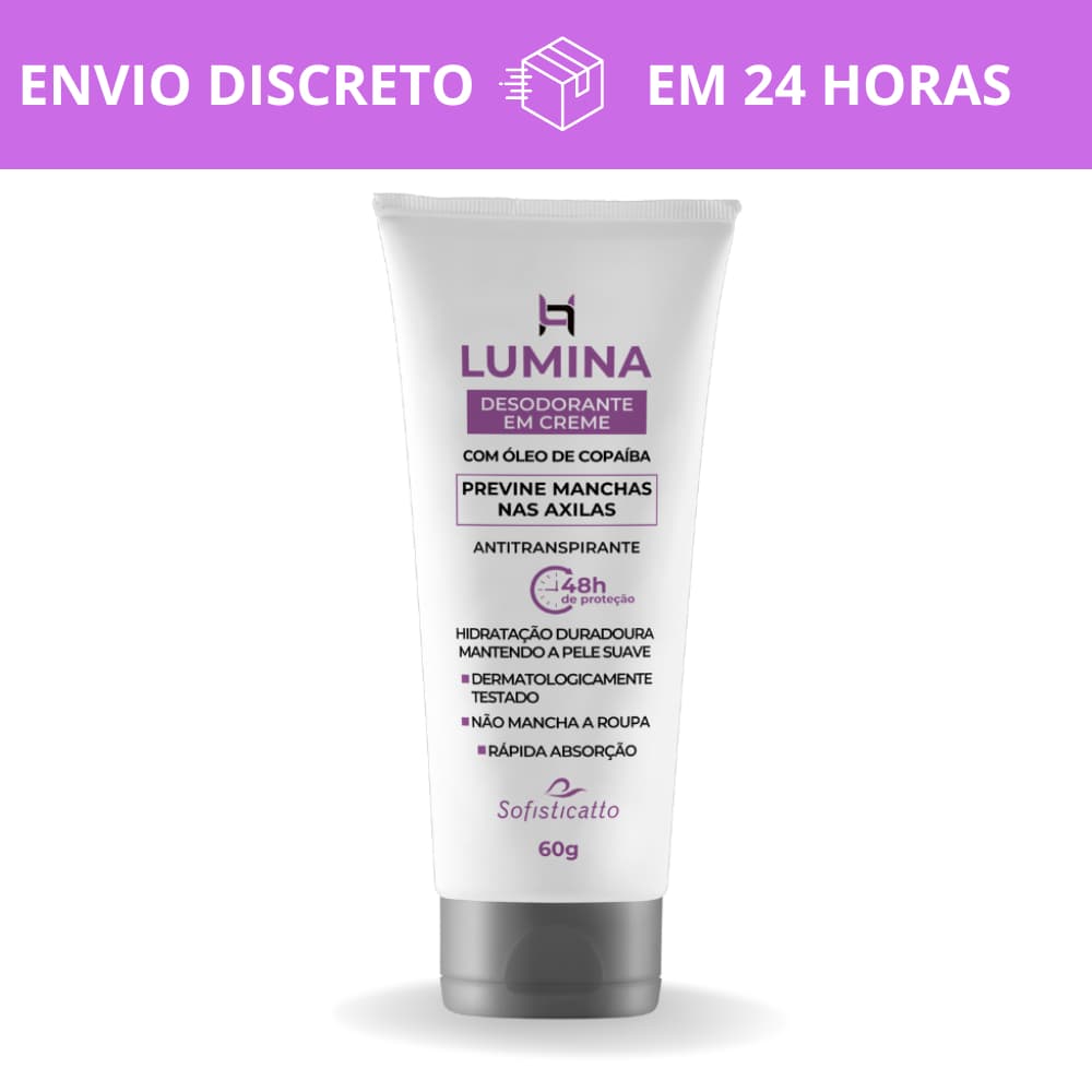 Lumina Desodorante Previne Manchas 60G Sofisticatto com óleo de copaíba 48 horas de proteção
