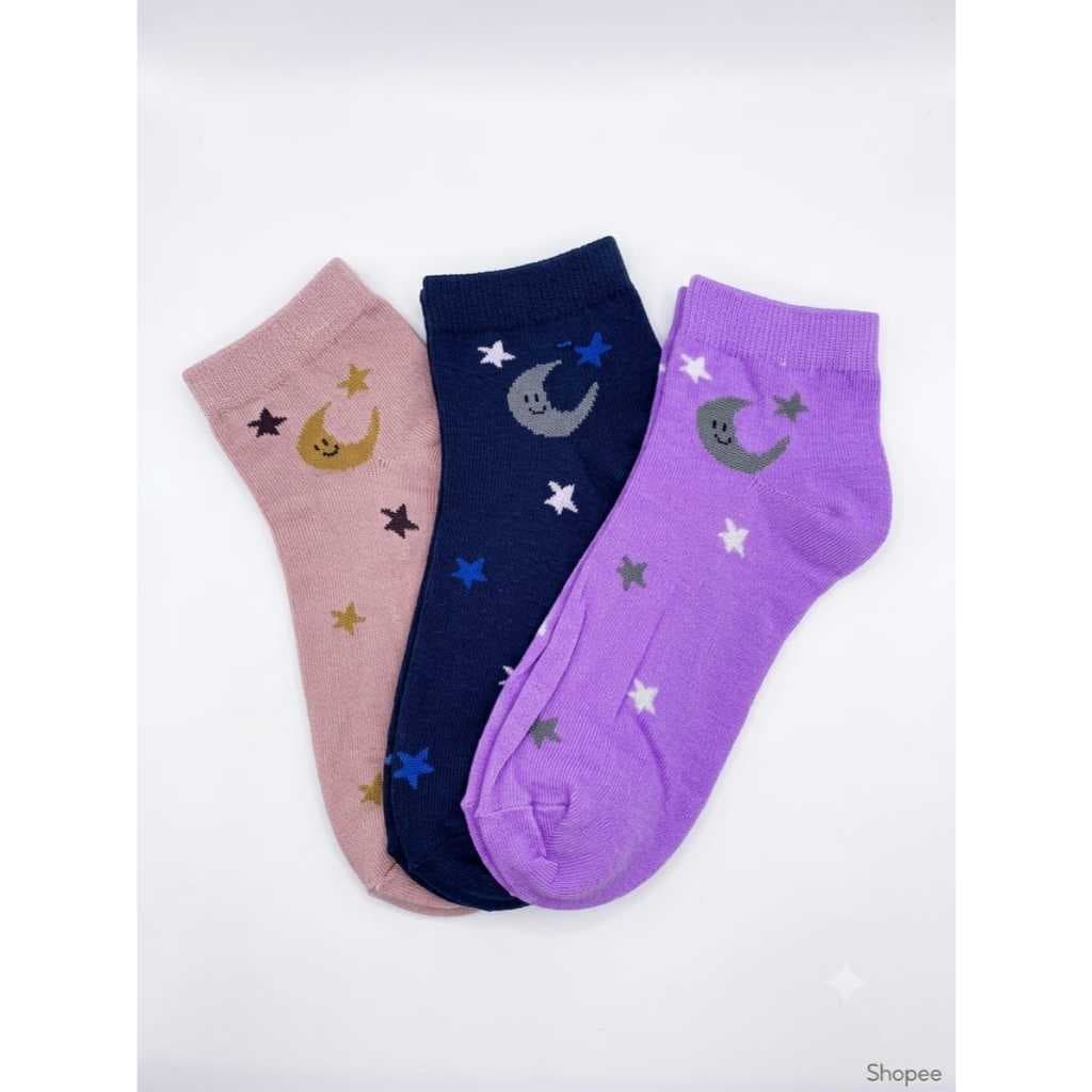 Kit Meias Femininas Lua Cano Baixo Meia Feminina Lua Estampada Confortável Meia Soquete Feminina