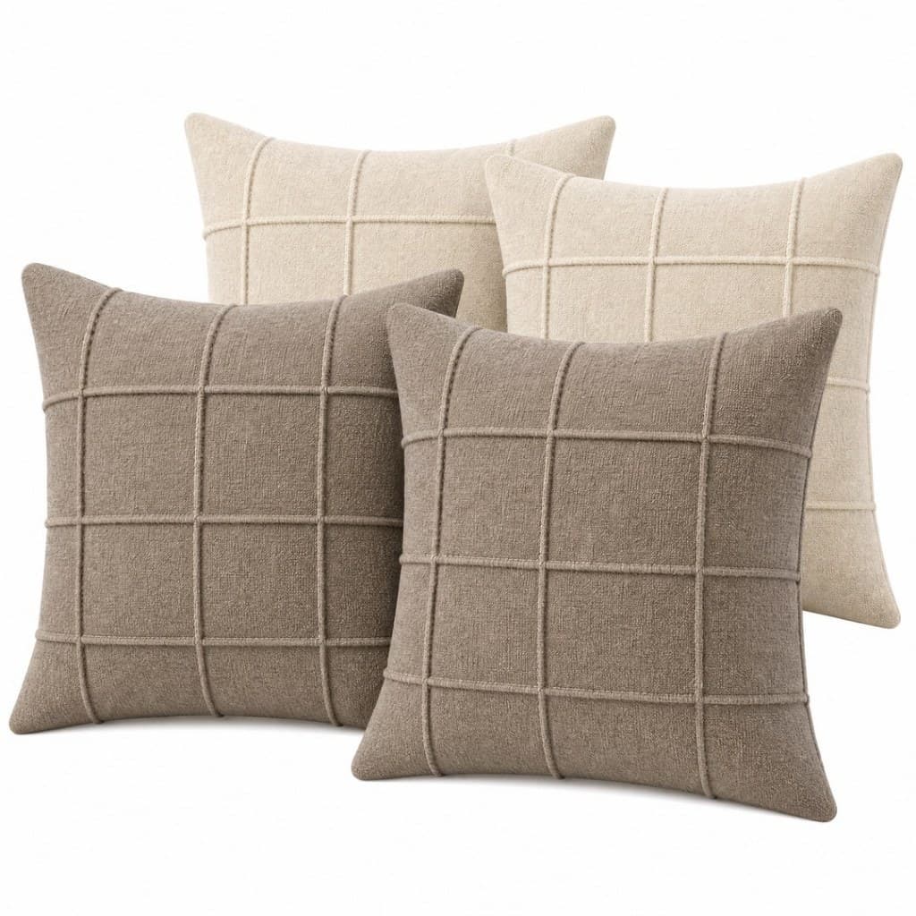 Kit 4 Capas de Almofada Linho 40x40 Suede Luxo Decorativa para Sofá Sala Quarto Macia com Zíper