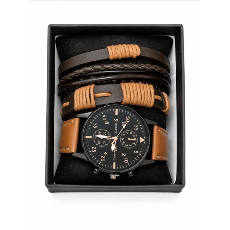 Relógio Masculino de Quartzo com Pulseira de Couro 41mm
