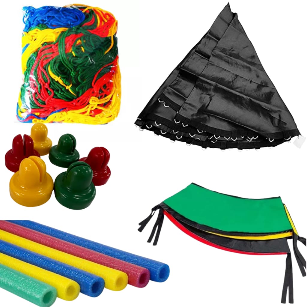 Kit Cama Elástica/Pula-Pula 4,27m Completo – Lona de Salto, Rede de Proteção, Protetor de Molas, 8 Isotubos e 8 Ponteira