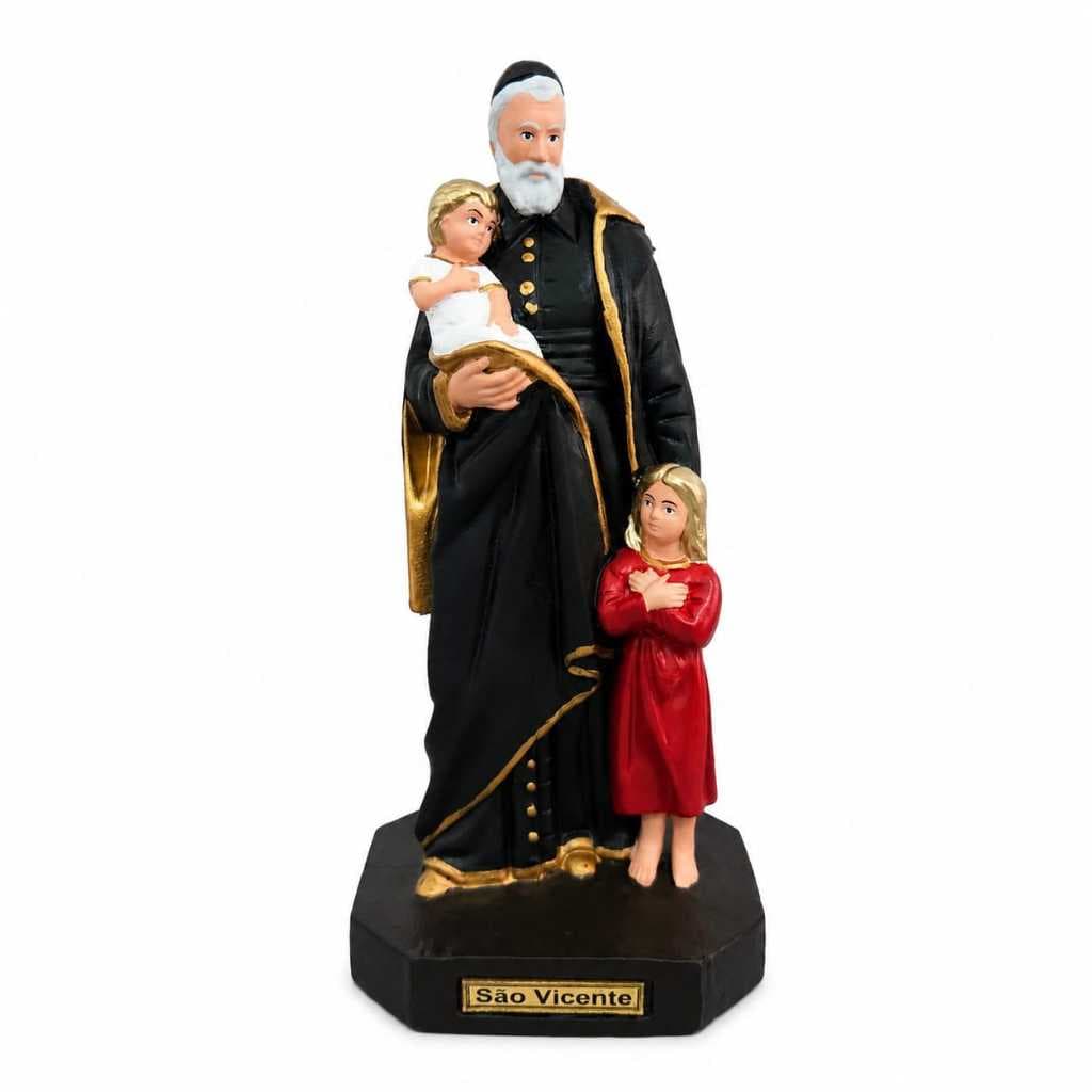 Imagem de São Vicente de Paulo de Borracha Inquebrável - 30 cm Arte Sacra Decoração Católica Estatua