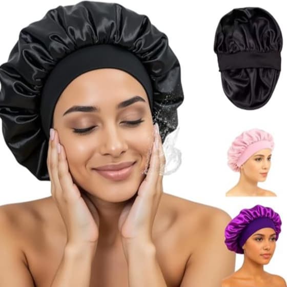 Kit 3 Toucas de Cetim com Faixa  Premium Anti Frizz para Dormir Dupla Face Ajustável para Todos os Cabelos