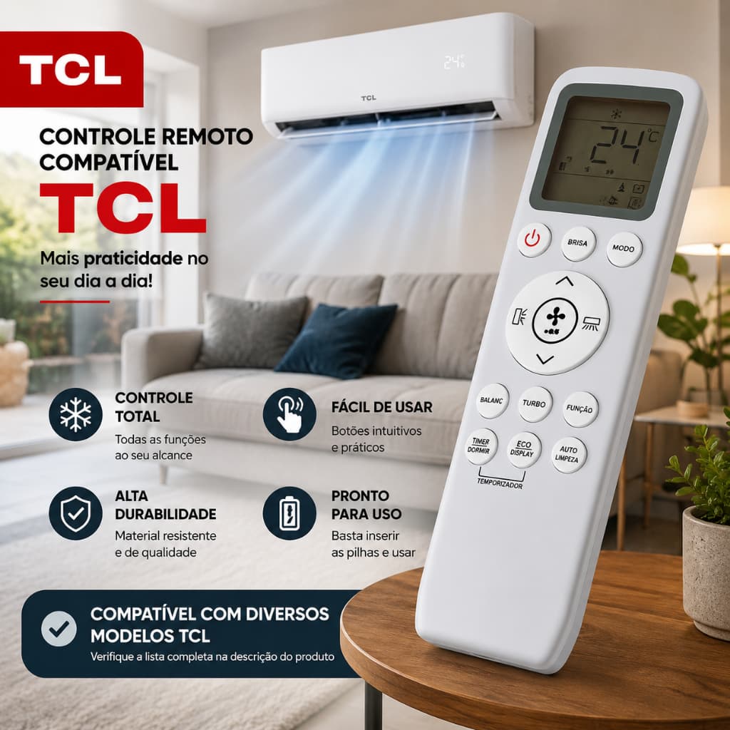 Controle Remoto Para Ar Condicionado Tcl Inverte Quente Frio
