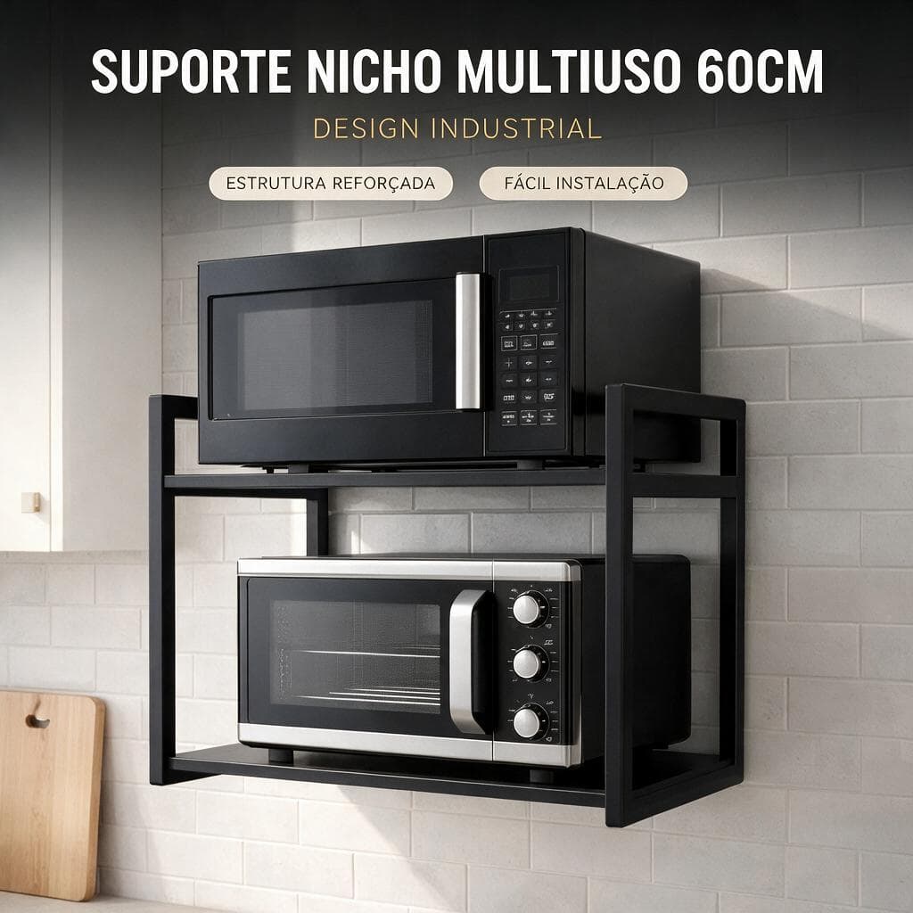Suporte Nicho Microondas E Forno Multiuso 60cm Industrial