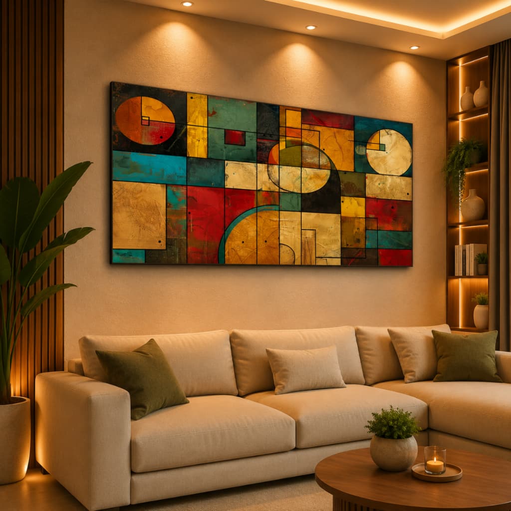 Quadro Decorativo 80x110cm Arte Abstrata Conceitual Decoração de Parede Hall Luxo Sala Quarto MDF