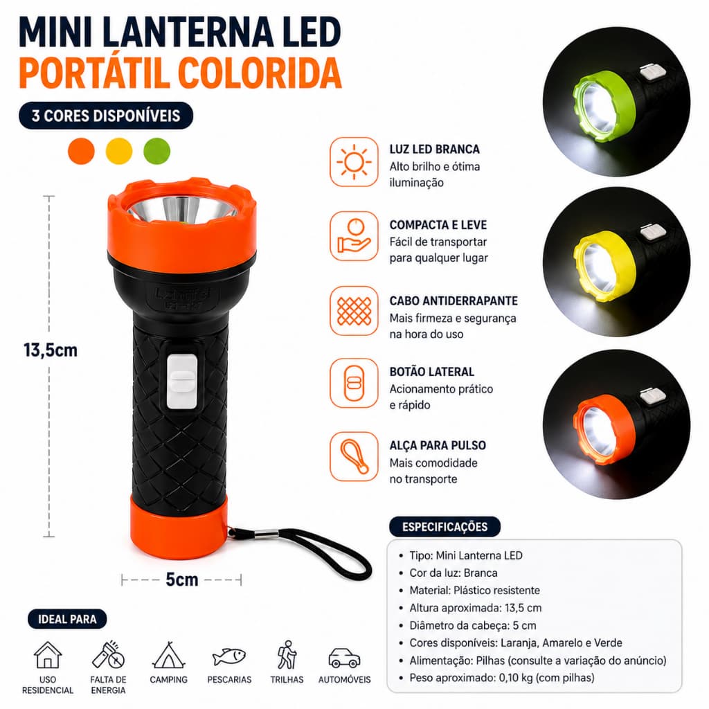 Mini Lanterna LED Colorida Portátil Lanterna de Mão Para Camping Emergência e Uso Diário Festa de Criança
