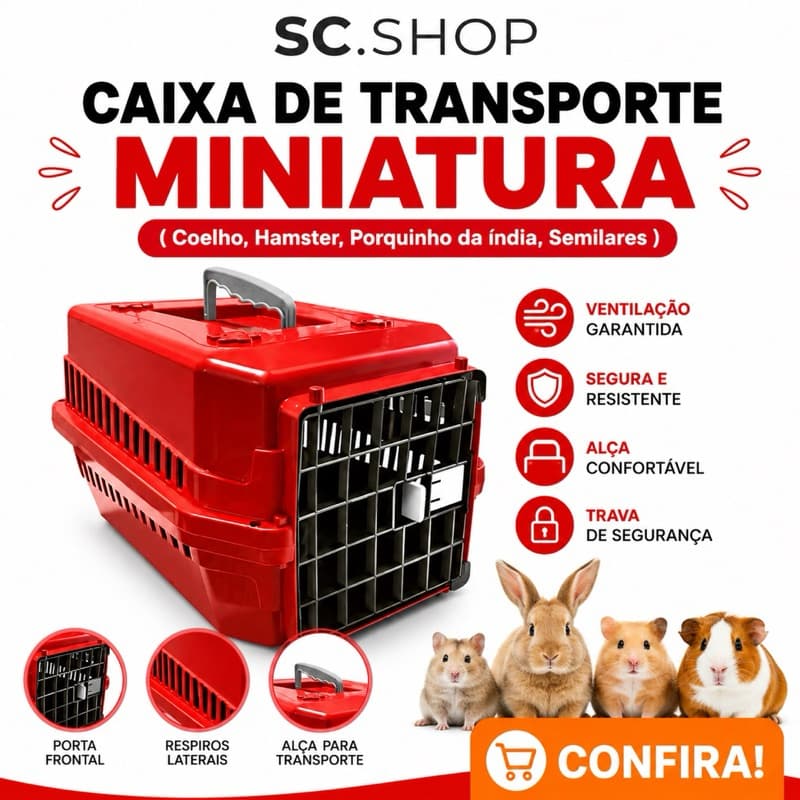 Caixa de Transporte N1 Miniatura Coelhos, Hamster, Semelhantes Proteção e Conforto
