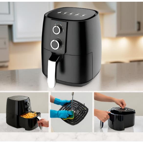 Fritadeira Airfryer sem óleo Elétrica Com Timer 3,8l Preto 127V ou 220V