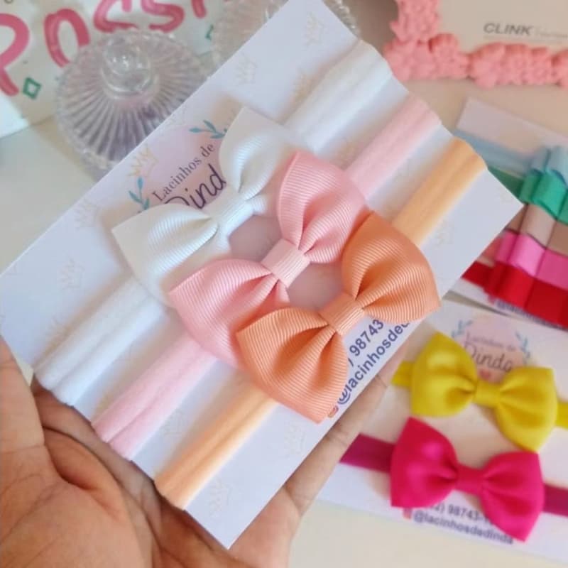 Kit 3/5 faixinhas para bebê | laços para recém nascidas saída maternidade lacinho para bebê