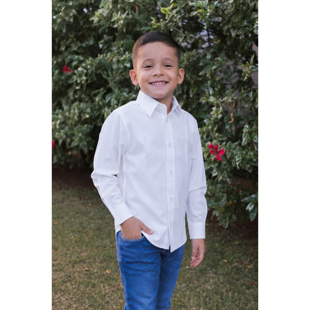 Camisa Infantil Gola Polo Masculina Lisa Social de Botão e Tecido Com Algodão 2 Ao 12 Anos
