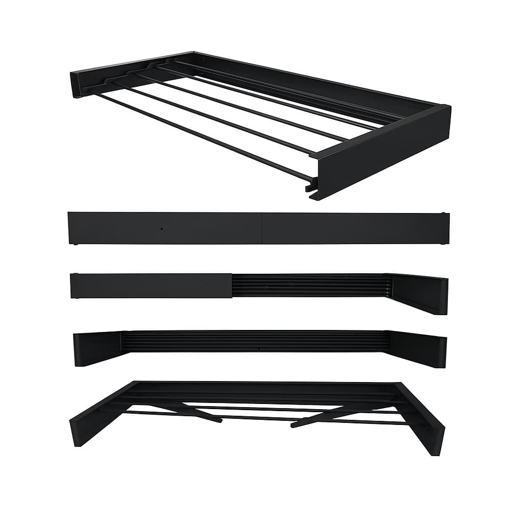 Varal Magico de Parede 82 cm Retratil 5 Varetas Casa Kitnets Apartamento - Bitenfer Varais