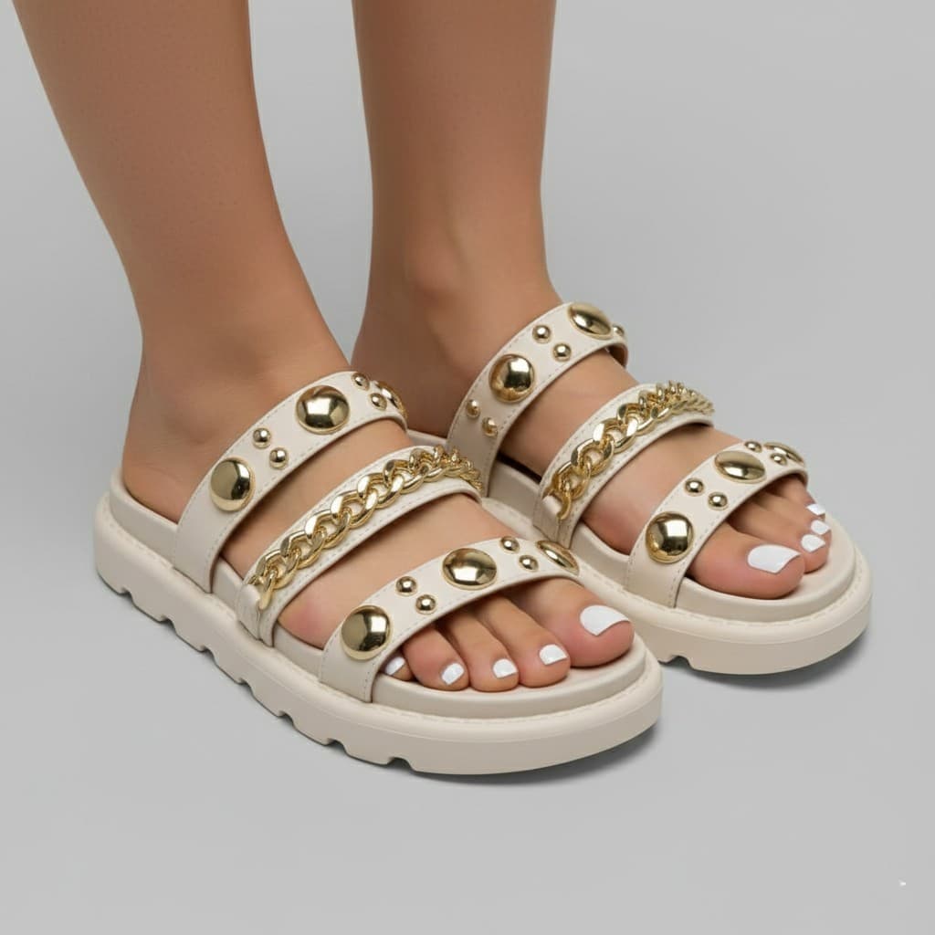 Chinelo Feminino Papete Tira Vizzano Corrente Tacha 6510.102