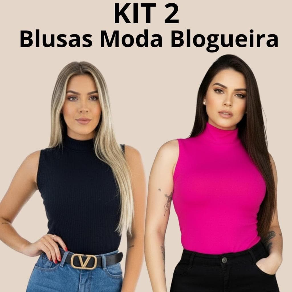 kit 2 blusas gola alta