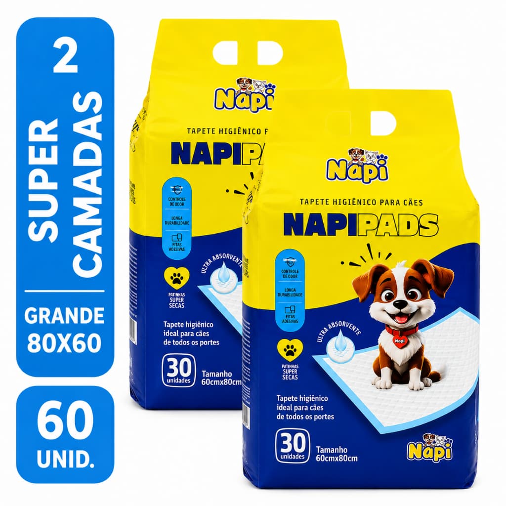 Tapete Higiênico Pet 80x60 para Cachorro Grande Médio Pequeno Ultra Absorvente 30 Unidades