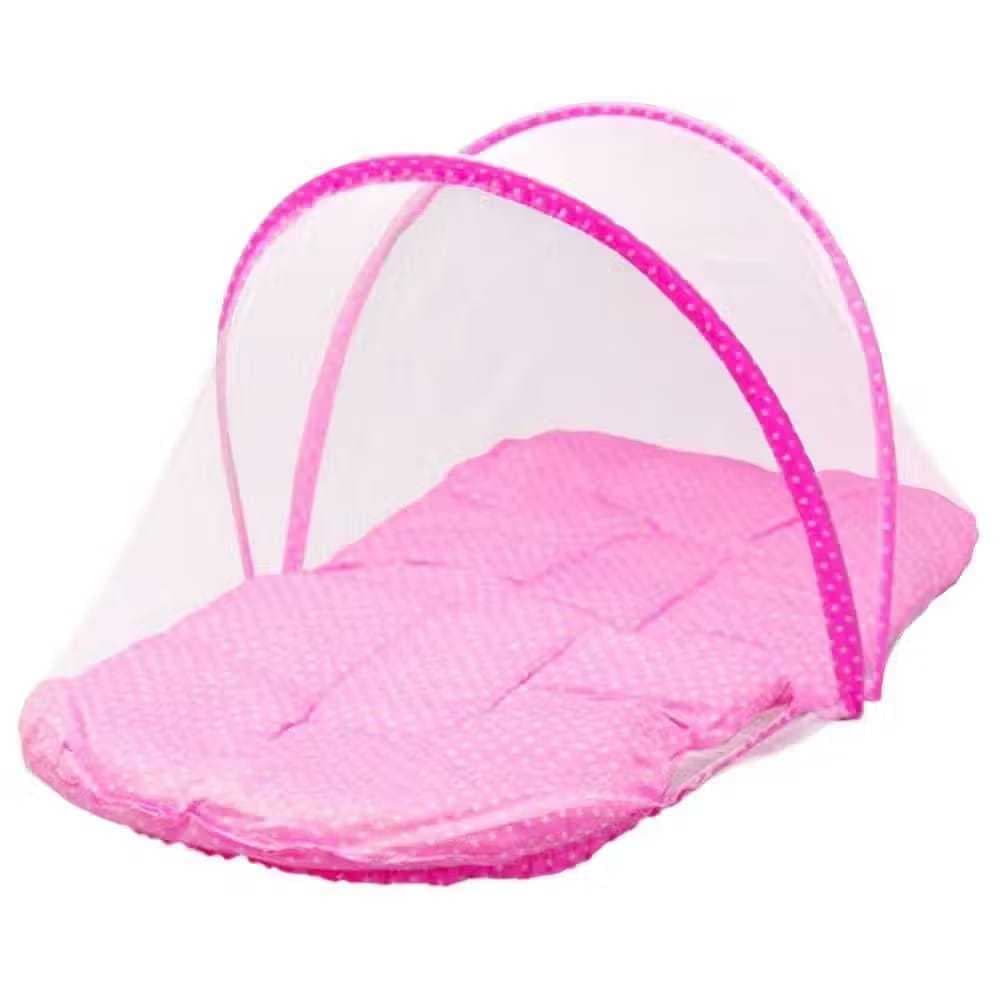 Berço Bebê Mini Portátil Com Mosquiteiro Tule Azul Rosa