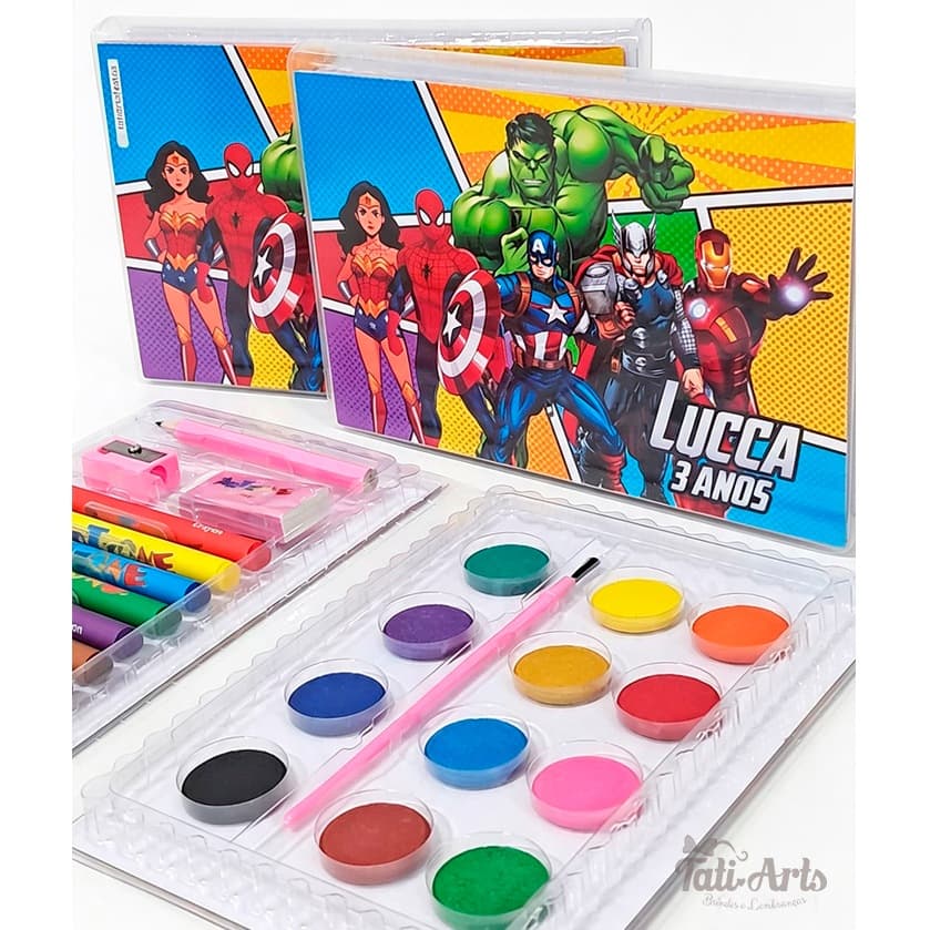 13 Estojos de Pintura Heróis | Tema da sua festa | Lembrancinha Personalizada