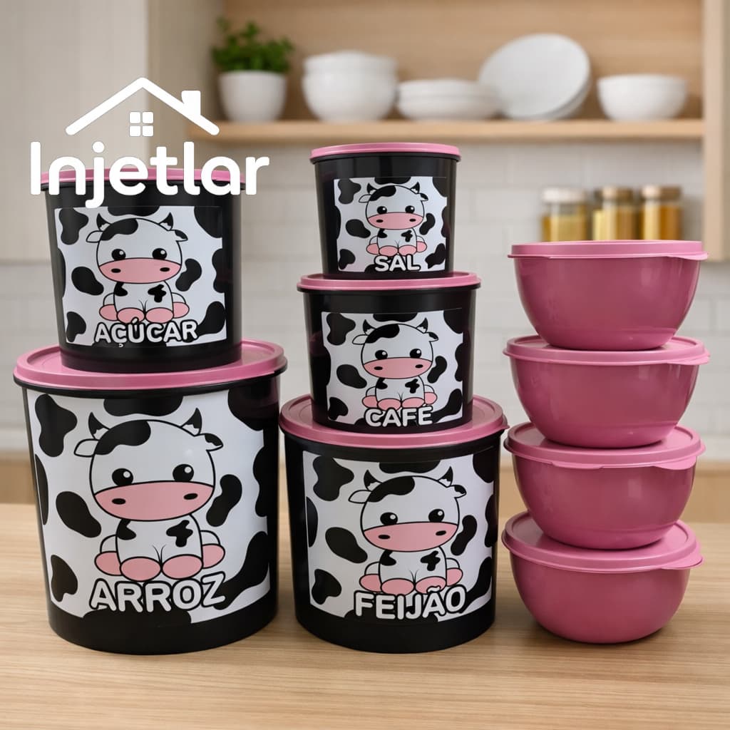 Kit 9 potes de mantimentos de cozinha com potes redondos herméticos