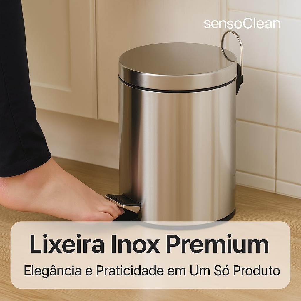 Lixeira Redonda Inox 12 Litros Cozinha Multiuso Design Moderno Resistente Praticidade