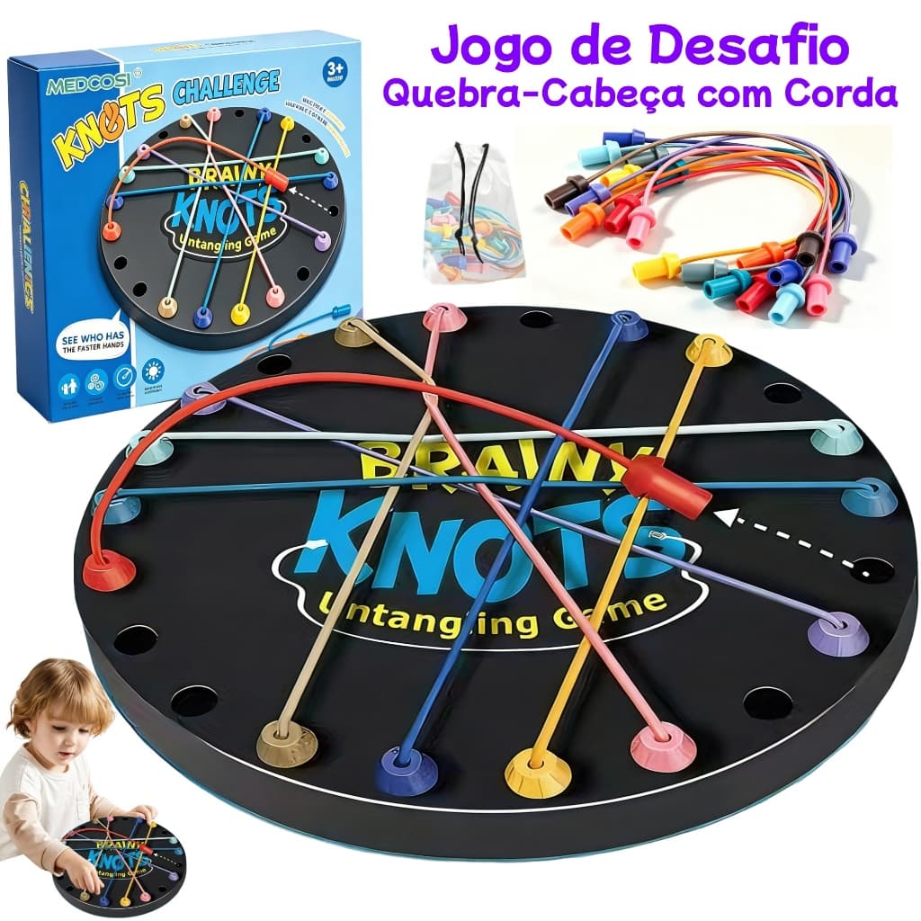 Jogo Desafio Corda Quebra-Cabeça Lógico Brinquedo Educativo Crianças Pensamento Lógico Desenvolvime
