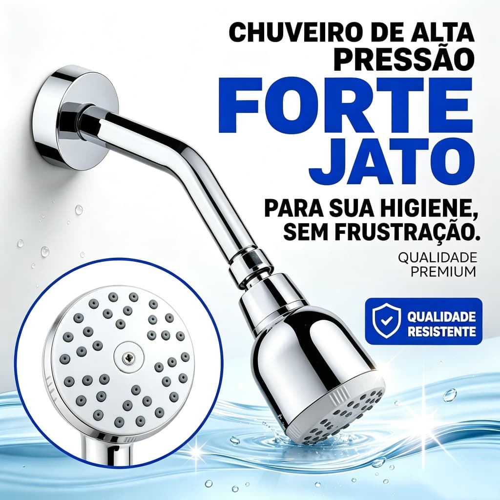 Ducha Redonda Europa em ABS Prata – Água Fria, Jato Forte, Para Piscina e Áreas de Lazer S2