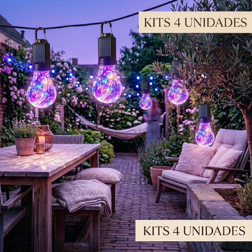 Kit 4 ou 10 Grande Lampada Solar Decorativa Area Externa Quintal Varanda Impermeavel Festa