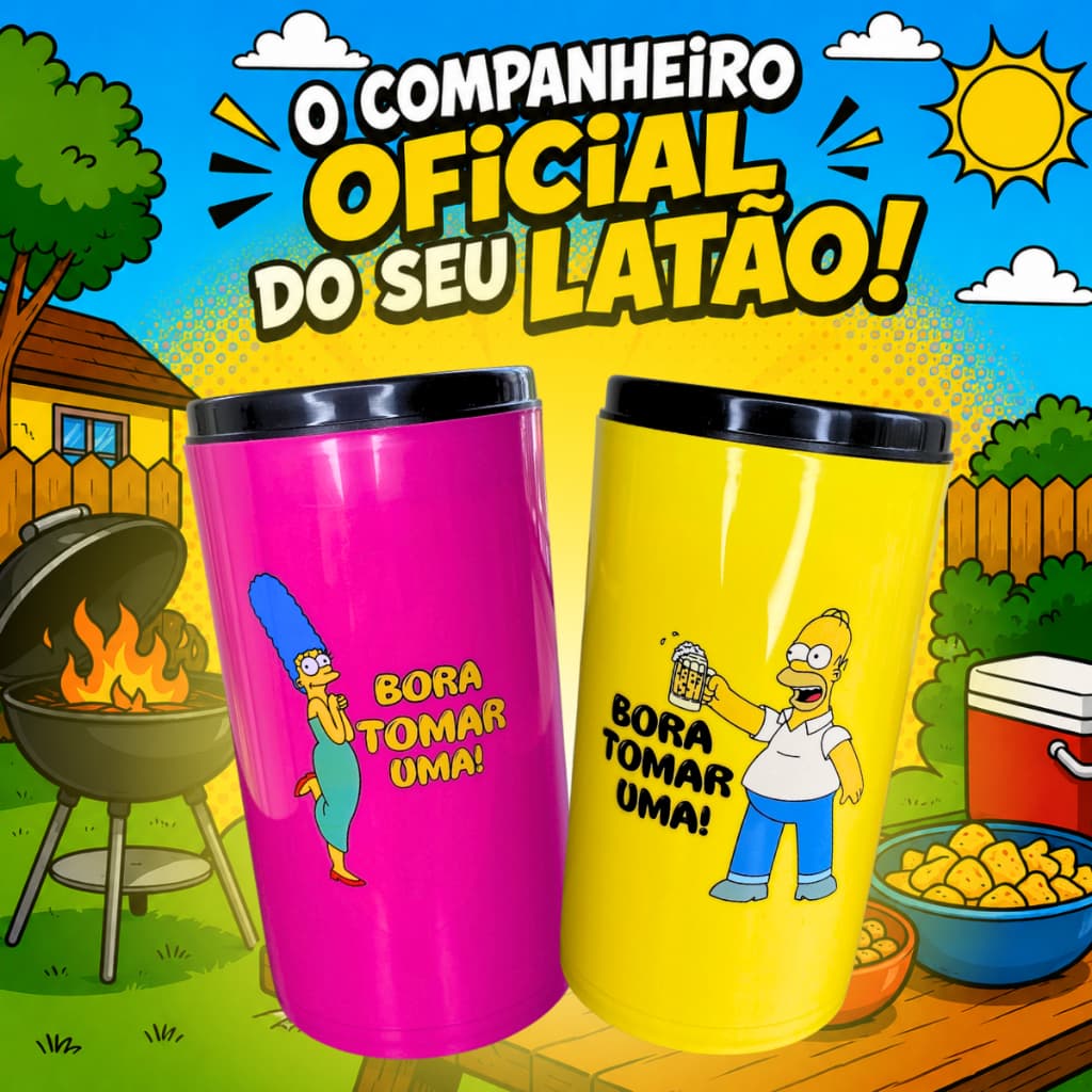 Porta Latão 473ml Suporte Cerveja Lata Térmico (HOMER SIMPSONS)
