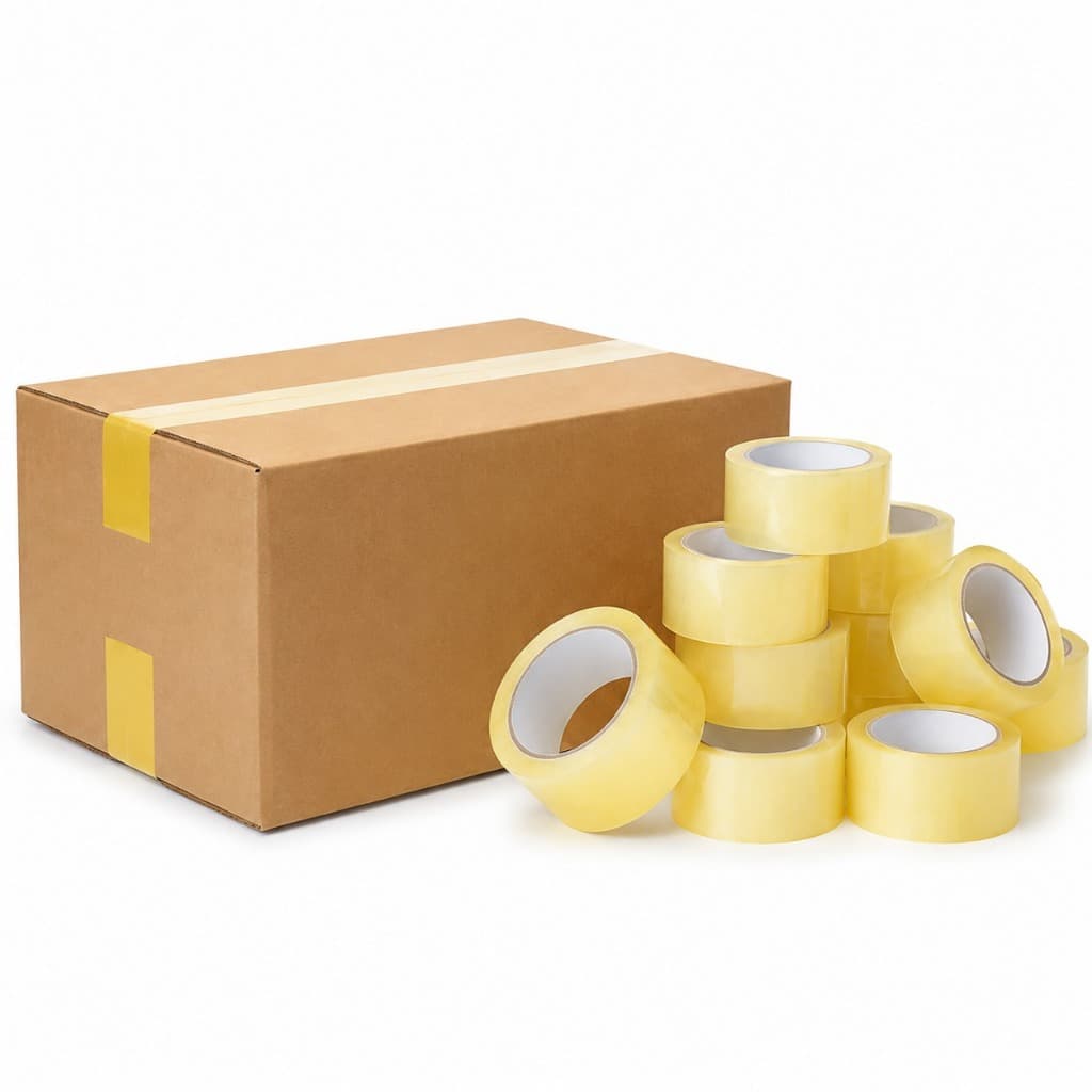 Caixa com 100 Rolos Fita Adesiva Transparente 45mm x 100m Alta Aderência Embalagem Fácil de Cortar Doméstico e Comércio