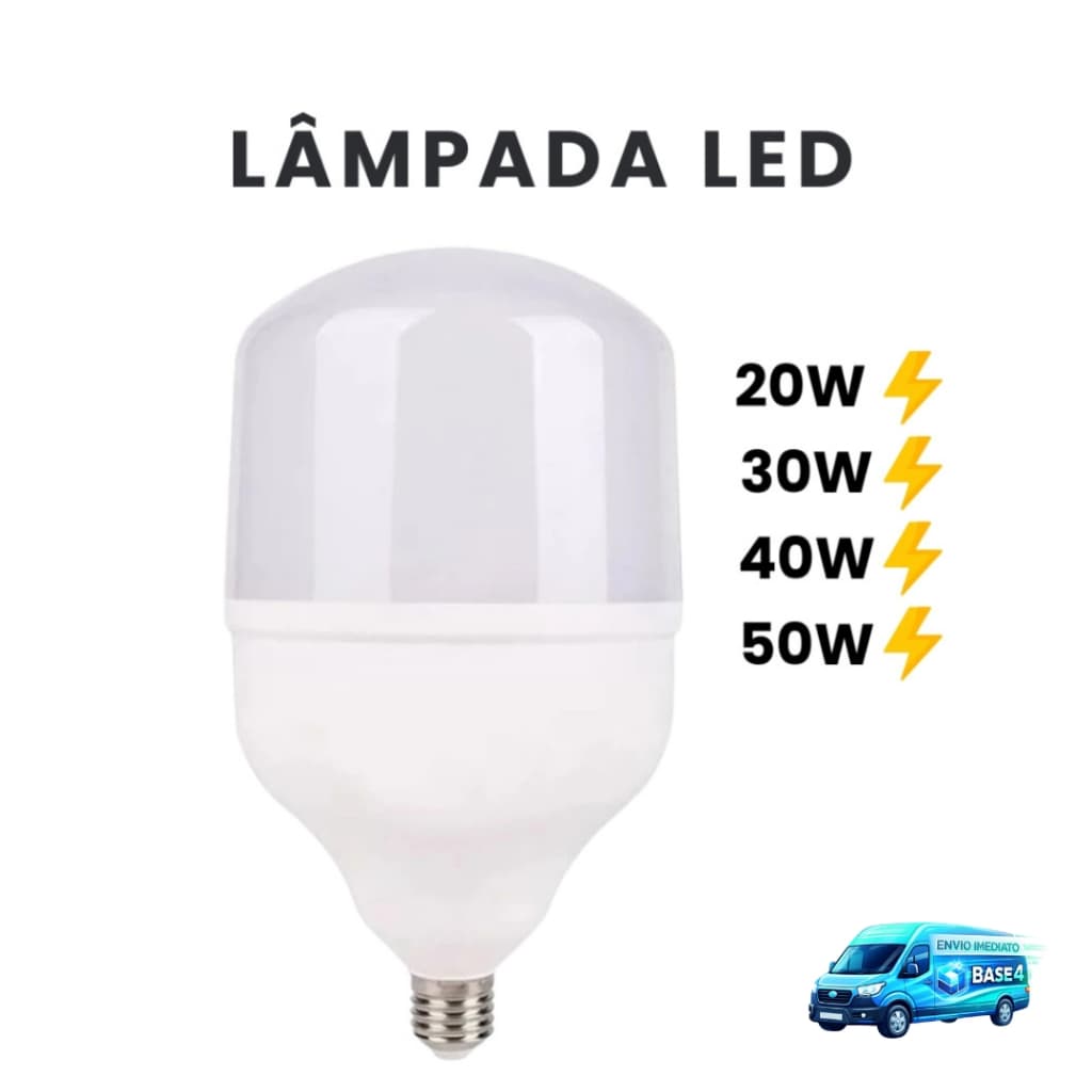 Lampada Led Bivolt Luz Branca Super Brilho Ultra Potente 20W 30W 40W 50W Premium Profissional