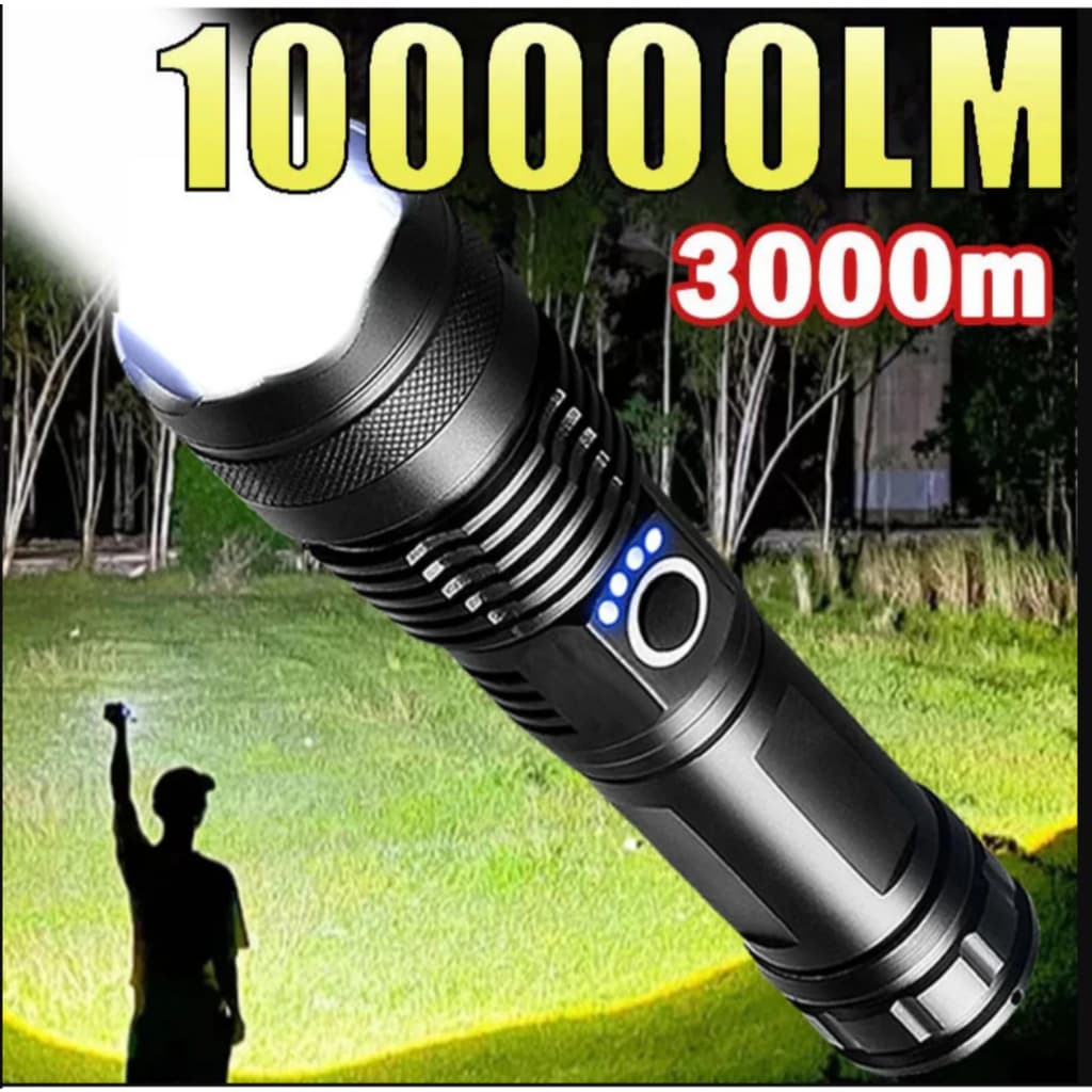 Lanterna Tática WUDI T9 P50 Alta Potência USB Para Camping Fazenda Segurança