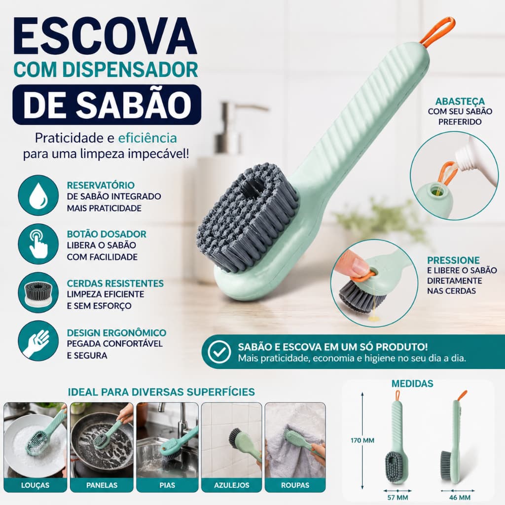 Escova com Dispensador de Sabão integrado - AI-107