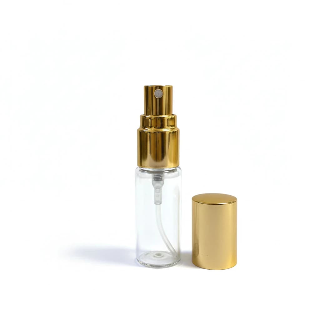 Kit 50 Frascos De Vidro 5ml Spray Válvula Luxo Dourado Decant Borrifador Compacto