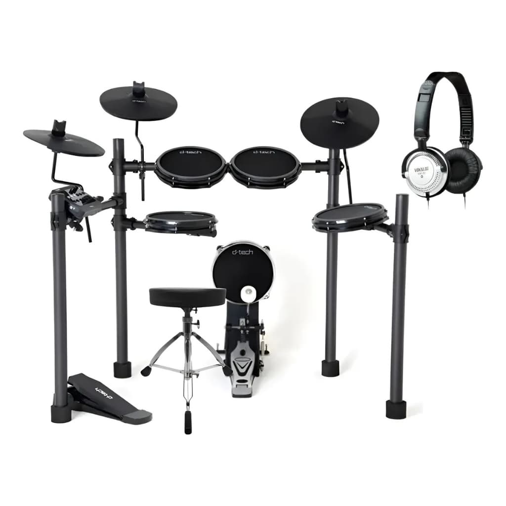 Bateria Eletrônica D-tech Nexus Kit Com Banco E Fone Preto