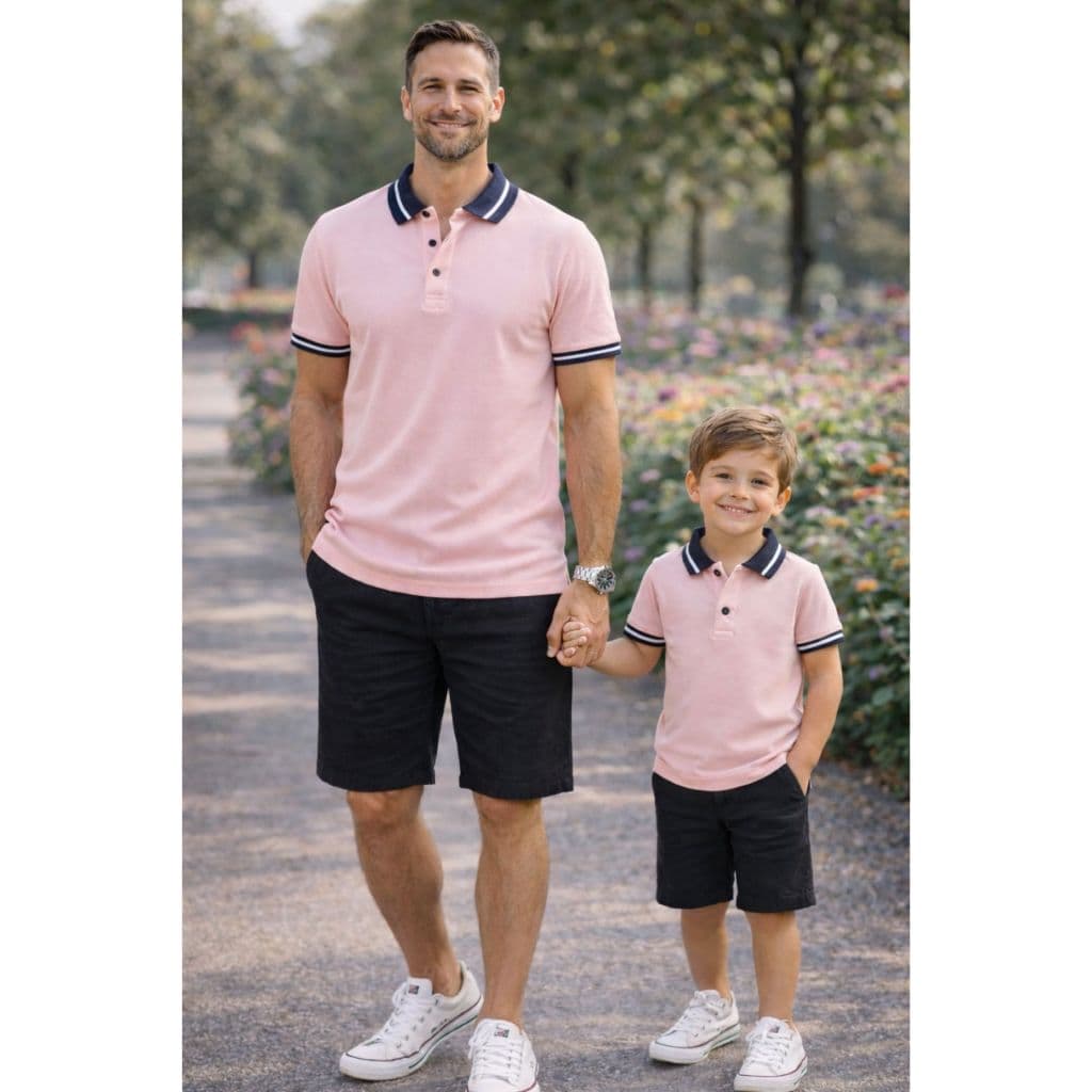 Kit Camisas Polo pai e filho Rosa