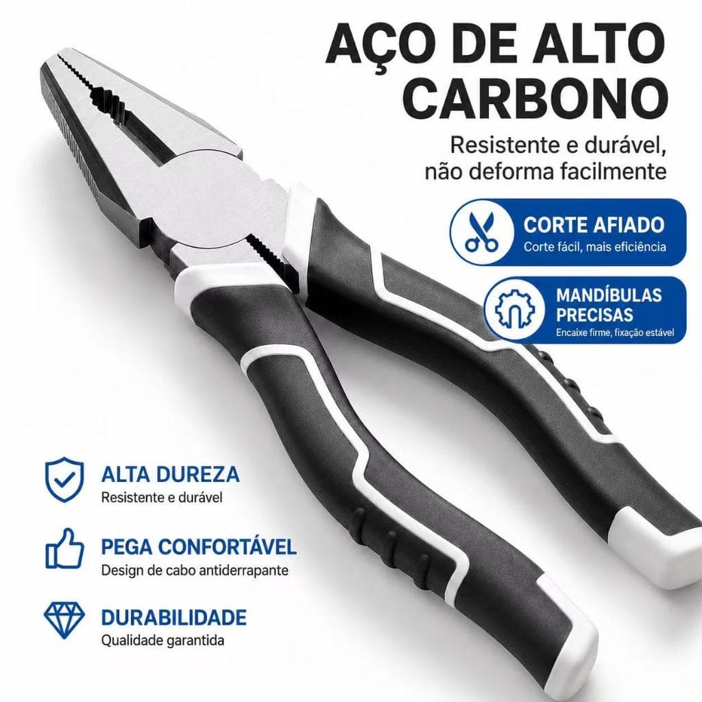 Alicate Universal 8 Polegadas em Aço de Alto Carbono com Cabo Antiderrapante – 20 cm