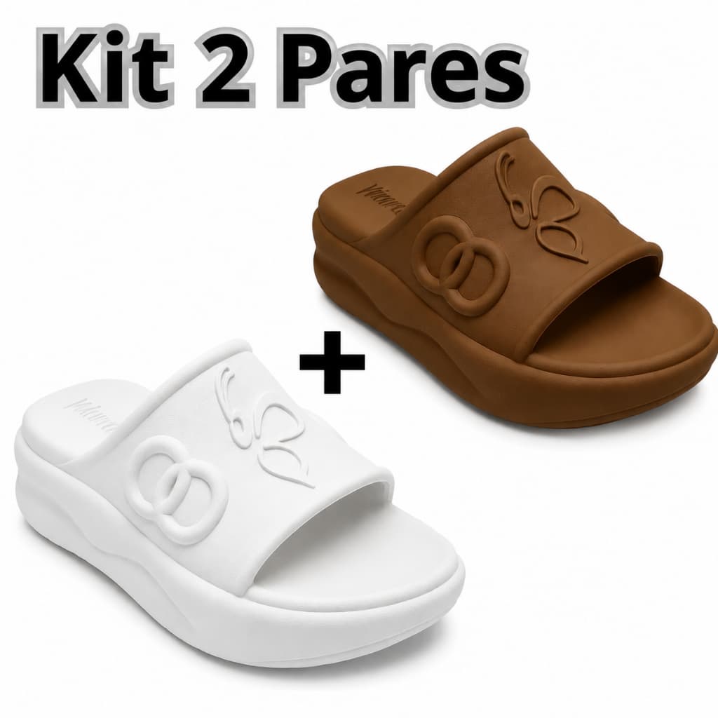 Kit 2 Pares Chinelo Plataforma Feminino Nuvem Confortável