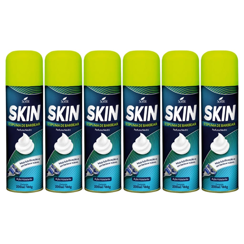 Kit 6 Espumas De Barbear Homens Skin Kelldrin 200ml 166gr