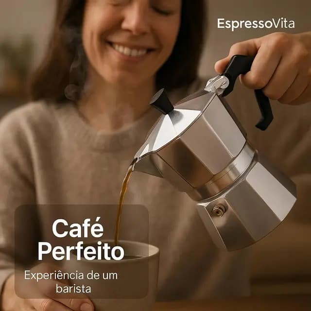 Cafeteira Italiana Inox 3 Xícaras Espresso Café Tradicional Italiana Cafeteira Manual